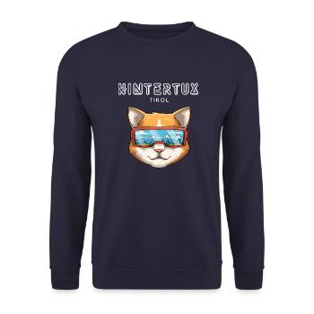 Hintertux Tirol Österreich Retro Ski Katze - Unisex Pullover - Navy - Vorne - Alina (178cm) & Michal (187cm)