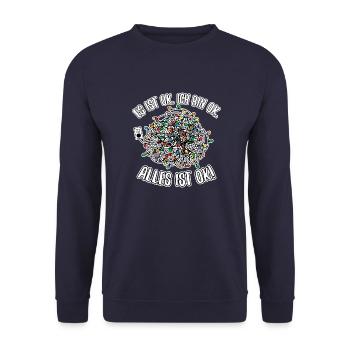 Xmas Lichterkette Weihnachten lustige Sprüche - Unisex Pullover - Navy - Vorne - Alina (178cm) & Michal (187cm)