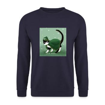 Cat Wizard - Unisex Sweatshirt - navy - Front - Alina (178cm) & Michal (187cm)