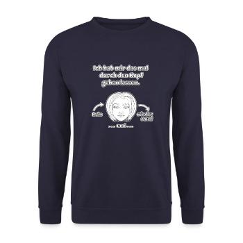 witziges Nicht-Nachdenken-Design / lustige Sprüche - Unisex Pullover - Navy - Vorne - Alina (178cm) & Michal (187cm)