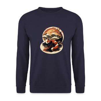 Roter Panda 8 - Unisex Pullover - Navy - Vorne - Alina (178cm) & Michal (187cm)