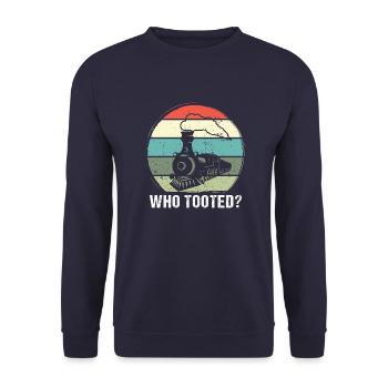 Vintage Train T-Shirt für Eisenbahnliebhaber - Unisex Pullover - Navy - Vorne - Alina (178cm) & Michal (187cm)