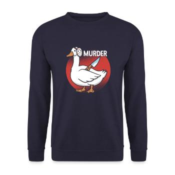 Lustige Gänse Gans Goose Vintage Silly Goose - Unisex Pullover - Navy - Vorne - Alina (178cm) & Michal (187cm)