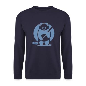 Panda Eishockey Spieler Silhouette - Unisex Pullover - Navy - Vorne - Alina (178cm) & Michal (187cm)