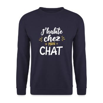J'habite chez mon chat - Sweat-shirt Unisexe - marine - Devant - Alina (178cm) & Michal (187cm)