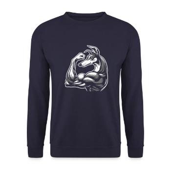 Podenco muscu gros biceps - Sweat-shirt Unisexe - marine - Devant - Alina (178cm) & Michal (187cm)