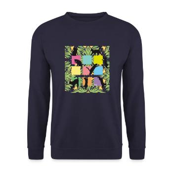 Cats/Katzen Home - Bo-Grafik - Unisex Pullover - Navy - Vorne - Alina (178cm) & Michal (187cm)