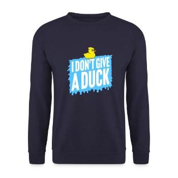 Lustig Ich gebe keine Ente Gummienten Sarkasmus - Unisex Pullover - Navy - Vorne - Alina (178cm) & Michal (187cm)
