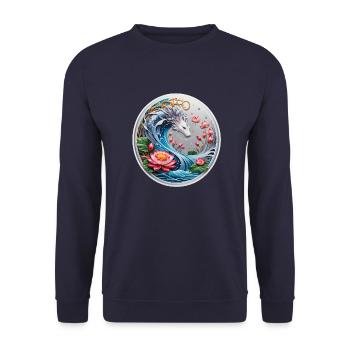Asian Dragon - Unisex Sweatshirt - navy - Front - Alina (178cm) & Michal (187cm)