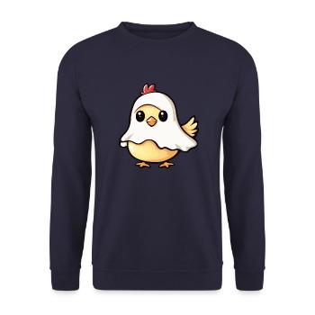 Chicken Halloween Funny Ghost - Unisex Sweatshirt - navy - Front - Alina (178cm) & Michal (187cm)