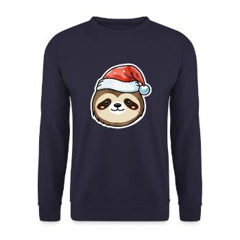 Dessin de Noël paresseux - Sweat-shirt Unisexe - marine - Devant - Alina (178cm) & Michal (187cm)