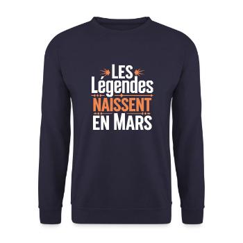 Les légendes naissent en mars - Sweat-shirt Unisexe - marine - Devant - Alina (178cm) & Michal (187cm)