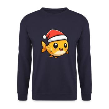 Poisson rouge Noël mignon - Sweat-shirt Unisexe - marine - Devant - Alina (178cm) & Michal (187cm)
