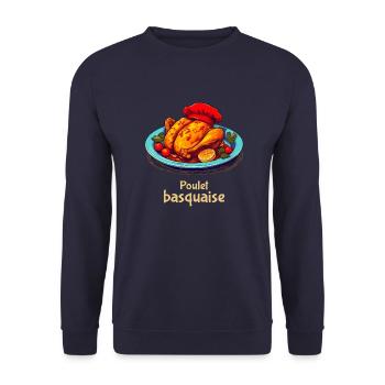 Poulet Basquaise - Texte clair - Sweat-shirt Unisexe - marine - Devant - Alina (178cm) & Michal (187cm)