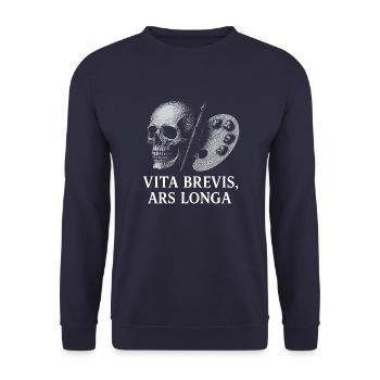 Vita brevis, ars longa. Latin quote on art and dea - Unisex Sweatshirt - navy - Front - Alina (178cm) & Michal (187cm)