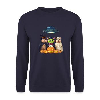 Halloween Capybara Hamster Ghost Gift Idea - Unisex Sweatshirt - navy - Front - Alina (178cm) & Michal (187cm)