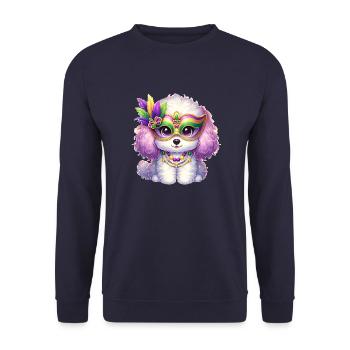 Conception de caniche Mardi Gras - Sweat-shirt Unisexe - marine - Devant - Alina (178cm) & Michal (187cm)