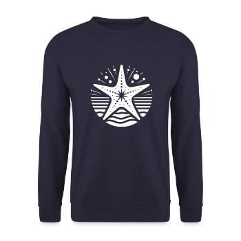 Seestern Meerestier Salzwasser Aquarium Silhouette - Unisex Pullover - Navy - Vorne - Alina (178cm) & Michal (187cm)