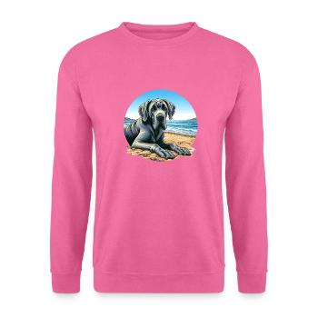 Dogue Allemand Sur La Plage - Sweat-shirt Unisexe - rose - Devant