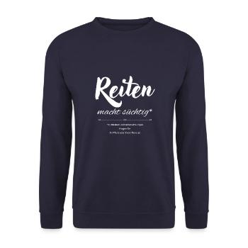 Reiten macht süchtig - Unisex Pullover - Navy - Vorne - Alina (178cm) & Michal (187cm)