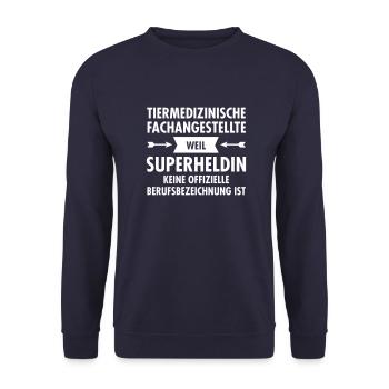 Tiermedizinische Fachangestellte - Superheldin - Unisex Pullover - Navy - Vorne - Alina (178cm) & Michal (187cm)