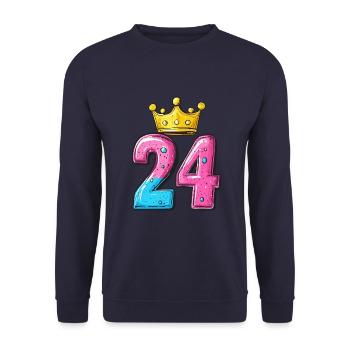 24 Zahl Trikot Krone - Unisex Pullover - Navy - Vorne - Alina (178cm) & Michal (187cm)