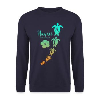 Aloha Schildkröten Hawaii Surfing Paradise - Unisex Pullover - Navy - Vorne - Alina (178cm) & Michal (187cm)