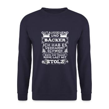 Bäcker und Gutaussehend - Unisex Pullover - Navy - Vorne - Alina (178cm) & Michal (187cm)