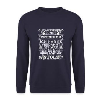 Erzieher und Gutaussehend - Unisex Pullover - Navy - Vorne - Alina (178cm) & Michal (187cm)