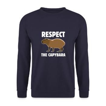 Respect the Cute Capybara - Gift - Saying - Unisex Sweatshirt - navy - Front - Alina (178cm) & Michal (187cm)