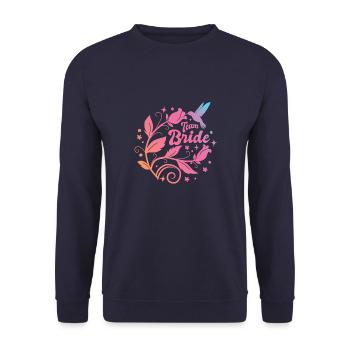 JGA Bachelorette Party - Team Bride - Wreath - Unisex Sweatshirt - navy - Front - Alina (178cm) & Michal (187cm)