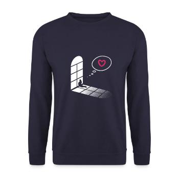 Cat sits by the window and waits - Cat Fan - Unisex Sweatshirt - navy - Front - Alina (178cm) & Michal (187cm)