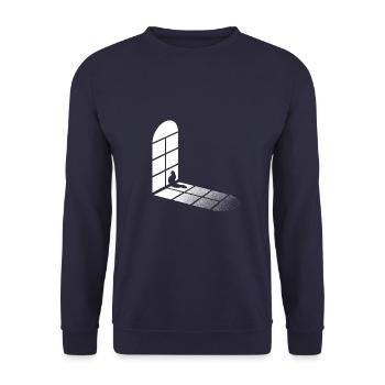 Cat sits by the window and waits - Cat Fan - Unisex Sweatshirt - navy - Front - Alina (178cm) & Michal (187cm)