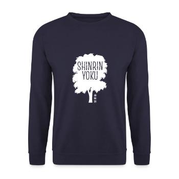 Shinrin yoku - Waldbaden - Waldmeditation - Unisex Pullover - Navy - Vorne - Alina (178cm) & Michal (187cm)