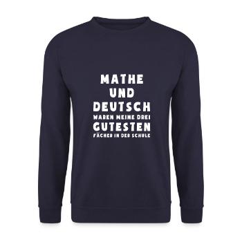Mathe und Deutsch waren meine 3 gutesten Fächer - Unisex Pullover - Navy - Vorne - Alina (178cm) & Michal (187cm)