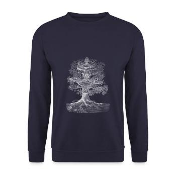Yggdrasil the World Tree (for dark backgrounds) - Unisex Sweatshirt - navy - Front - Alina (178cm) & Michal (187cm)