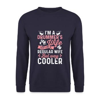 Je suis la femme d’un batteur Tout comme la femme ordinaire, mais - Sweat-shirt Unisexe - marine - Devant - Alina (178cm) & Michal (187cm)