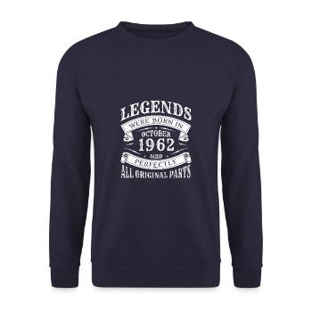 Octobre 1962 - Cadeau du 60e anniversaire. Légende. - Sweat-shirt Unisexe - marine - Devant - Alina (178cm) & Michal (187cm)