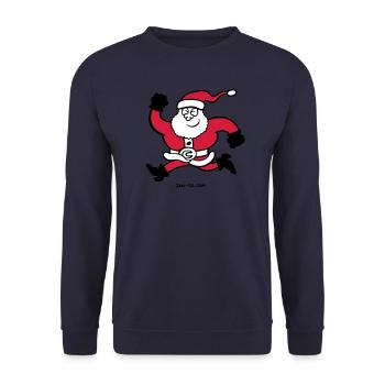 Running Santa Claus - Unisex Sweatshirt - navy - Front - Alina (178cm) & Michal (187cm)