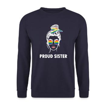 LGBT Stolze Schwester - Unisex Pullover - Navy - Vorne - Alina (178cm) & Michal (187cm)