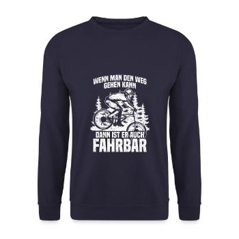 Wenn man den Weg gehen kann - Mountainbike - Unisex Pullover - Navy - Vorne - Alina (178cm) & Michal (187cm)