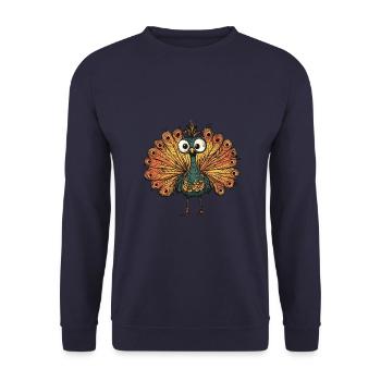 Peacock Bird Halloween Funny Zombie - Unisex Sweatshirt - navy - Front - Alina (178cm) & Michal (187cm)