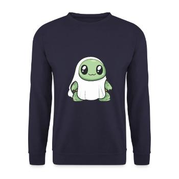 Schildkröte Halloween Lustig Geist - Unisex Pullover - Navy - Vorne - Alina (178cm) & Michal (187cm)