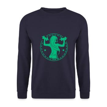 Bodybuilding - Gewichtheben - Fitness - Workout - Unisex Pullover - Navy - Vorne - Alina (178cm) & Michal (187cm)