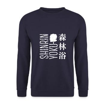 Shinrin yoku - Waldbaden - Waldmeditation - Unisex Pullover - Navy - Vorne - Alina (178cm) & Michal (187cm)