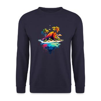 Beautiful Island Illustration | South Sea Island - Unisex Sweatshirt - navy - Front - Alina (178cm) & Michal (187cm)