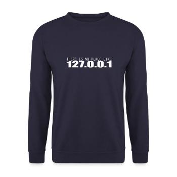 There Is No Place Like 127.0.0.1 [white] - Unisex Sweatshirt - navy - Front - Alina (178cm) & Michal (187cm)