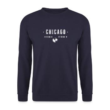 Chicago Coordonnées Géographiques Stylisées - Sweat-shirt Unisexe - marine - Devant - Alina (178cm) & Michal (187cm)
