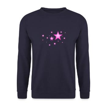 Sterne in Pink - Unisex Pullover - Navy - Vorne - Alina (178cm) & Michal (187cm)