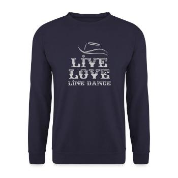 Cadeau Linedancer: Live, Love, Line Dance - Sweat-shirt Unisexe - marine - Devant - Alina (178cm) & Michal (187cm)